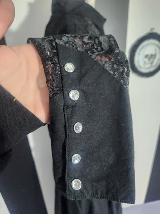 Panhandle Slim Black Lace Button-Down Shirt - Picture 6 of 8